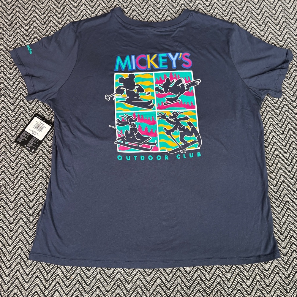 Disney x Columbia Blue Mickey’s Outdoor Club Tee Shirt w/ Mickey & Friends